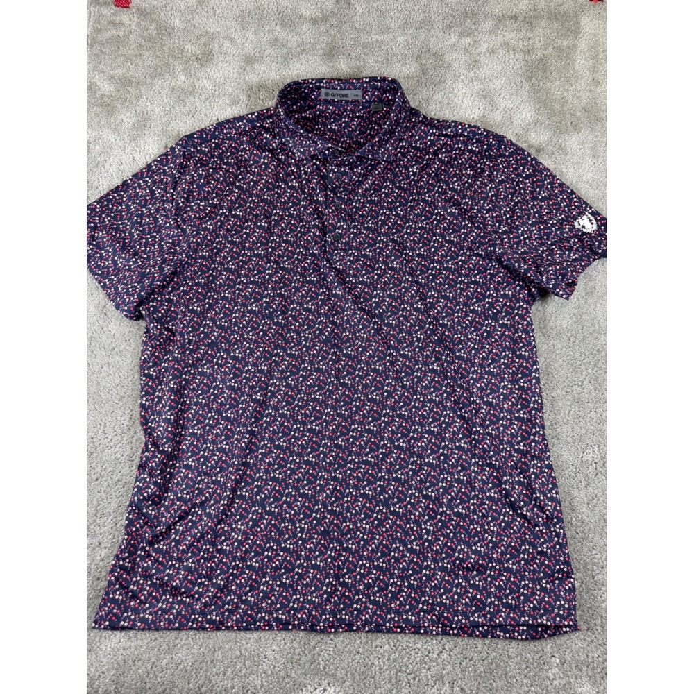 G/FORE Mens XXL Navy Blue Micro Floral Print Performance Golf Polo Shirt